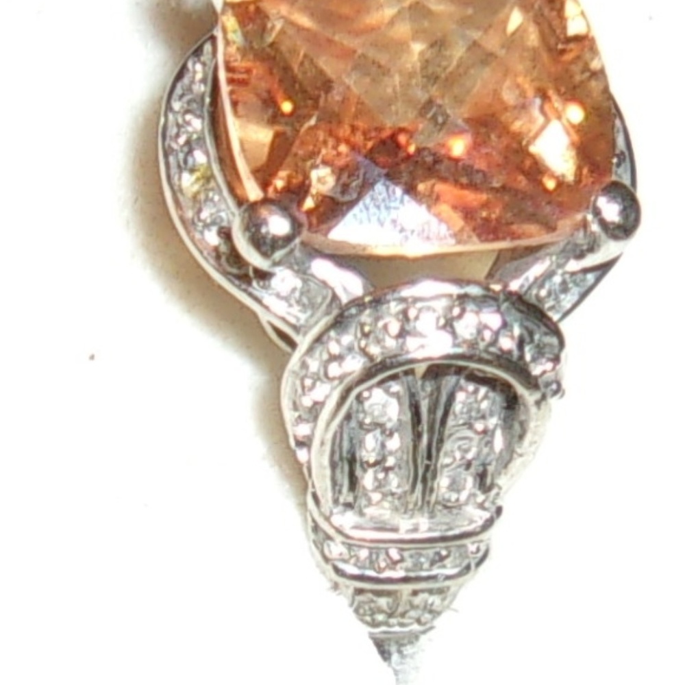Gorgeous Fantasy Cut Citrine, CZ And Silver Ring 7
